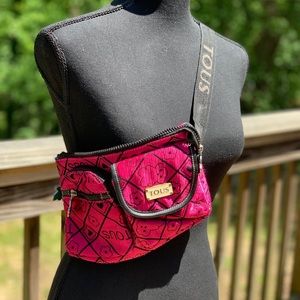 Pink and black TOUS fanny pack